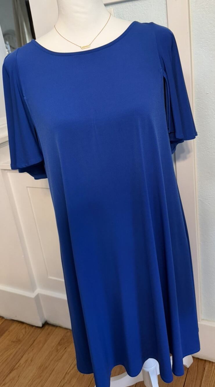Women’s Dress Size 6 Blue Calvin Klein Sz Medium Flutter Cap Short Sleeve